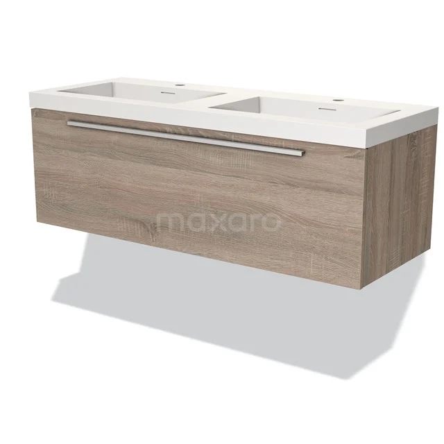 Modulo Badkamermeubel met wastafel | 120 cm Eiken Vlak front Solid surface 1 lade BMW11-03155