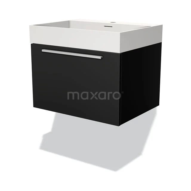 Modulo Vanity units with basin | 60 cm Matte black Flat front Solid surface 1 drawer BMW11-03169