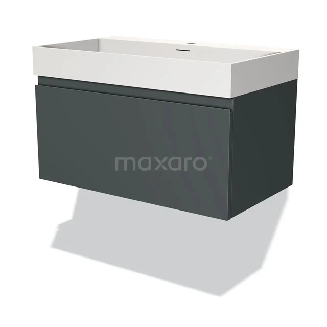 Modulo Vanity units with basin | 80 cm Dark grey Handle-less front Solid surface 1 drawer BMW11-03215