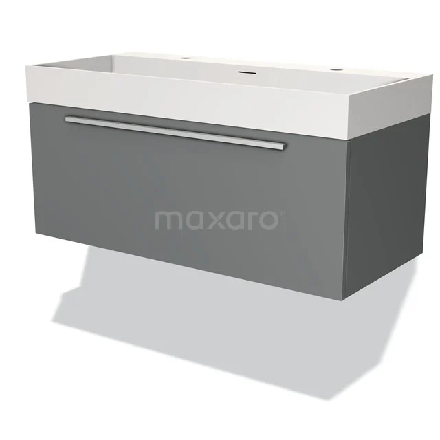 Modulo Vanity units with basin | 100 cm Mid grey Flat front Solid surface 1 drawer BMW11-03236