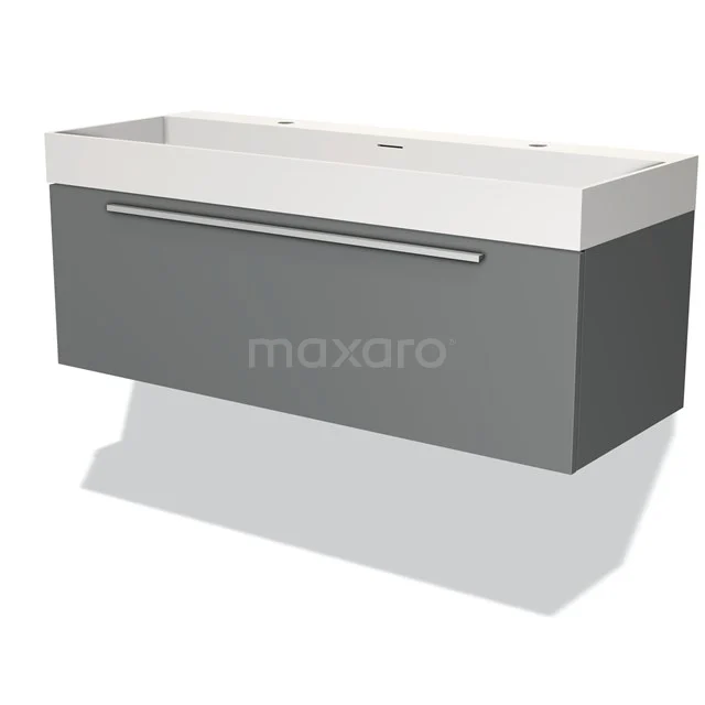 Modulo Badkamermeubel met wastafel | 120 cm Middengrijs Vlak front Solid surface 1 lade BMW11-03268