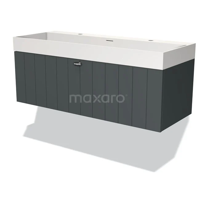 Modulo Badkamermeubel met wastafel | 120 cm Donkergrijs Lamel front Solid surface 1 lade BMW11-03278