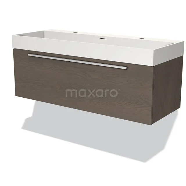 Modulo Badkamermeubel met wastafel | 120 cm Donkerbruin eiken Vlak front Solid surface 1 lade BMW11-03291