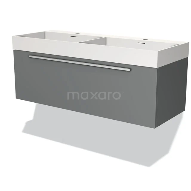 Modulo Badkamermeubel met wastafel | 120 cm Middengrijs Vlak front Solid surface 1 lade BMW11-03300