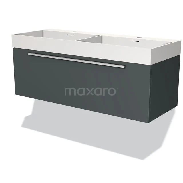 Modulo Badkamermeubel met wastafel | 120 cm Donkergrijs Vlak front Solid surface 1 lade BMW11-03309