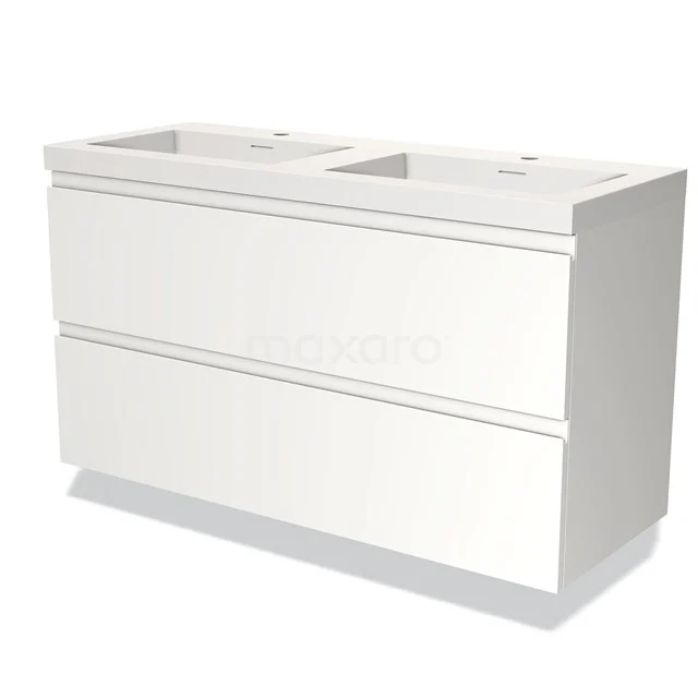 Modulo Vanity units with basin | 120 cm Matte white Handle-less front Solid surface 2 Stacked drawers BMW17-03319