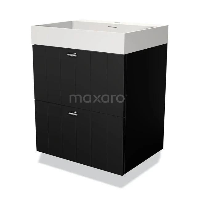 Schwarz-weiß Badmöbel mit schlanken Schubladen, modernes Design, aus Holz mit Kunststoffoberfläche, perfekt für jedes Badezimmer.