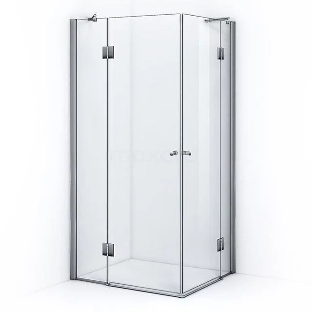 Glass shower enclosure square with aluminium profiles, ideal for a modern bathroom.