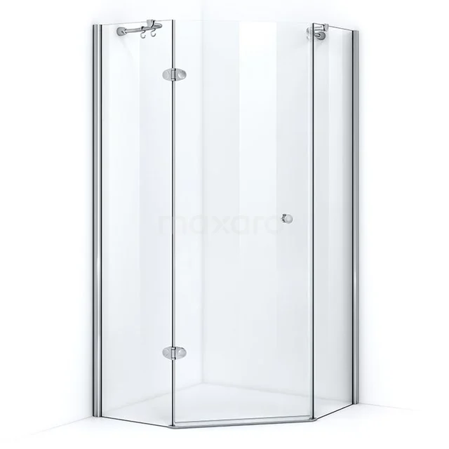 Amber Allure Duschkabine | 90x90 cm Chrom Drehtür Fünfeck D6115_0900 Eck-Duschkabine mit Klarglas, silbernen Profilen und moderner Ausführung, perfekt für ein stilvolles Badezimmer-Upgrade.