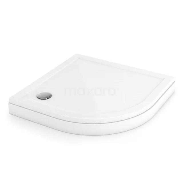 Quadratische Duschwanne weiß Acryl, abgerundete Ecke, moderner Stil, ideal für kompakte Bäder.