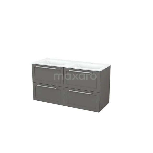 Badkamermeubel 120cm Modulo+ Basalt 4 Lades Kader Wastafel Glas BMP004006