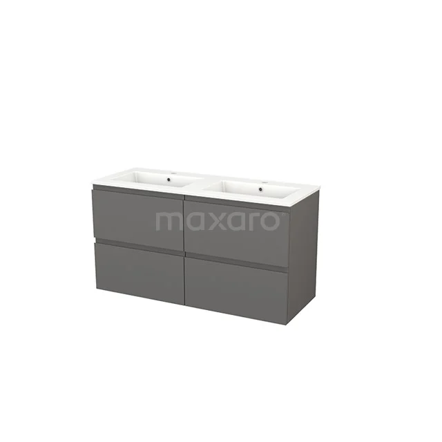 Grey bathroom furniture set with double basin, modern look, smooth finish and soft-close drawers, ideal for the bathroom.