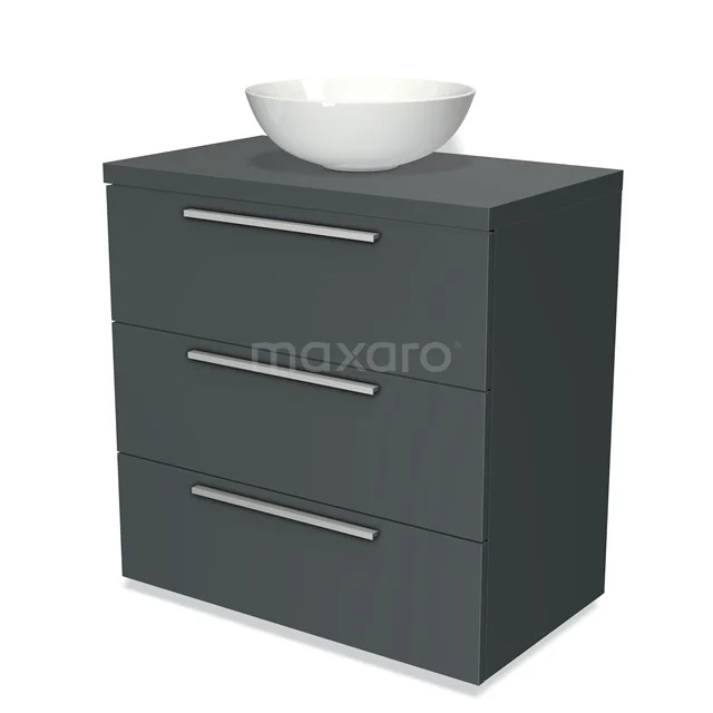Modulo Plato Vanity units for countertop basin | 80 cm Dark grey Flat front Dark grey worktop 3 drawers BMK19-00173