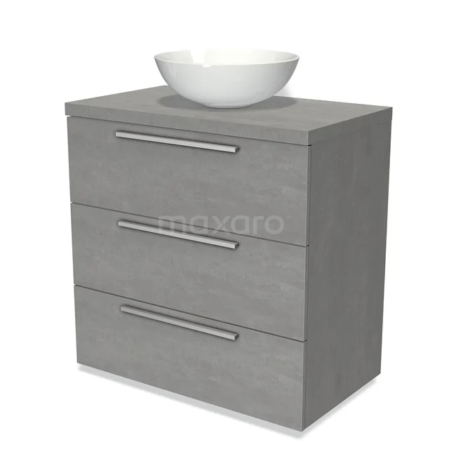 Modulo Plato Vanity units for countertop basin | 80 cm Light grey concrete Flat front Light grey concrete worktop 3 drawers BMK19-00433