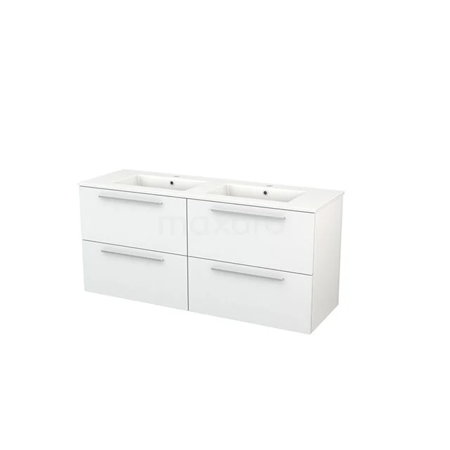 White double vanity unit with four drawers, clean design, ideal for modern bathrooms, made of high-quality materials.