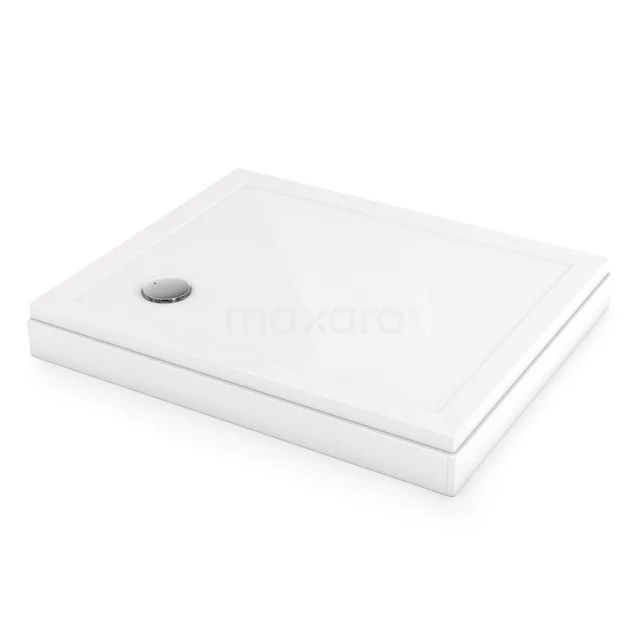 Rechteckige weiße Duschwanne mit niedrigem Einstieg, aus Acryl gefertigt, geeignet für moderne Bäder.