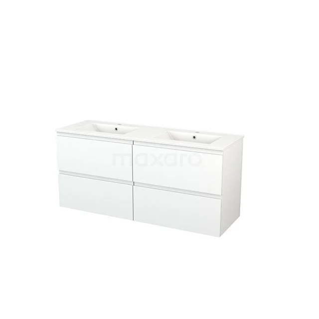 White Bathroom unit with double basin, sleek design and modern drawers, ideal for an organised and stylish bathroom.