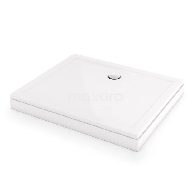 Weißer, rechteckiger Duschwanne mit chromenem Abfluss, aus langlebigem Acryl gefertigt; elegantes Design für moderne Bäder.