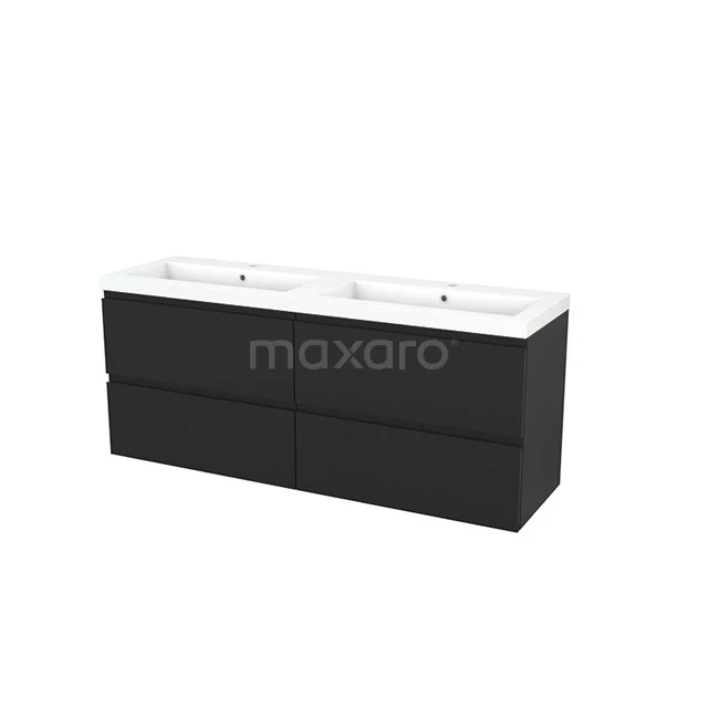 Badkamermeubel 160cm Modulo+ Carbon 4 Lades Greeploos Wastafel Mineraalmarmer BMP004249