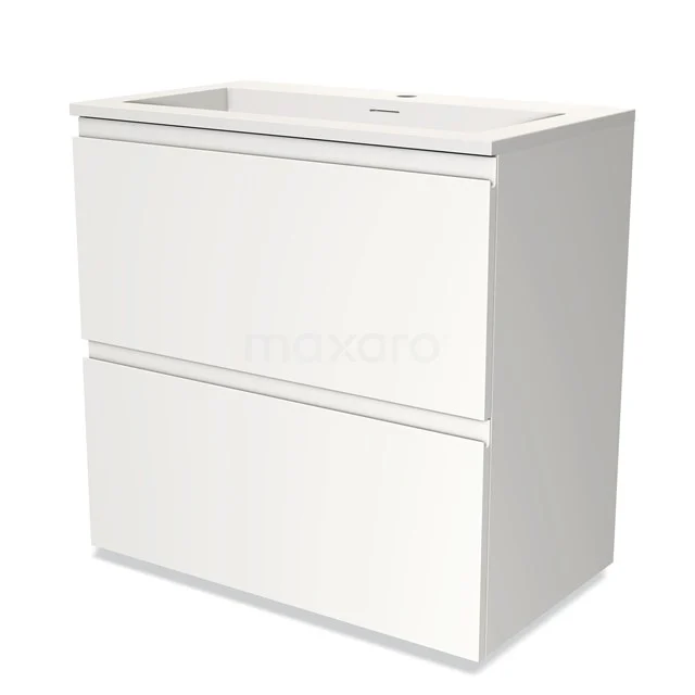 Weißer Badschrank mit 2 Soft-Close-Schubladen, schlankes Design, ideal für moderne Badezimmer, hergestellt aus nachhaltigem MDF-Material.
