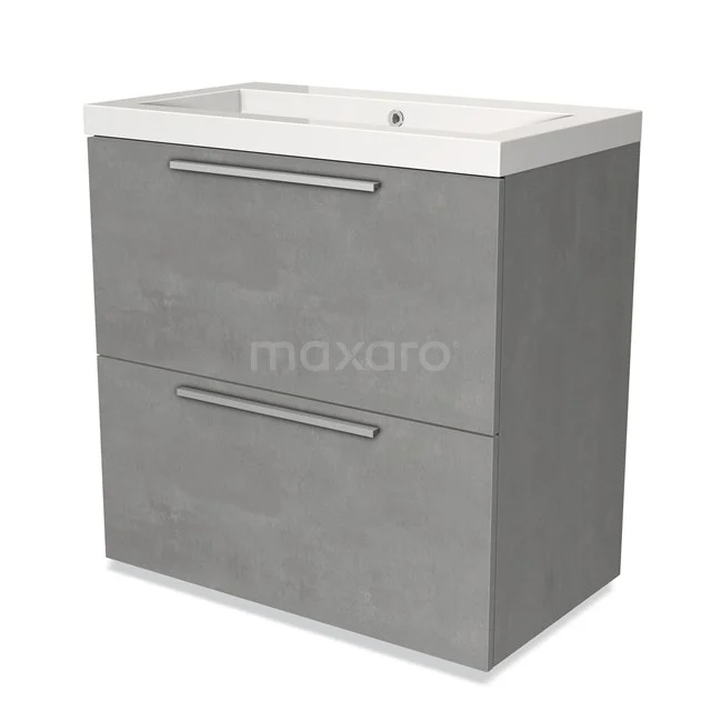 Grey bathroom unit with double drawers, sleek design and integrated vanity units with basin, ideal for modern bathrooms.
