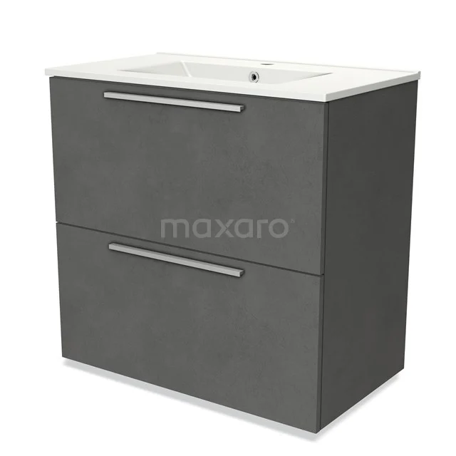 Grey Bathroom unit with two drawers, modern design and white ceramic basin, ideal for stylish bathrooms.