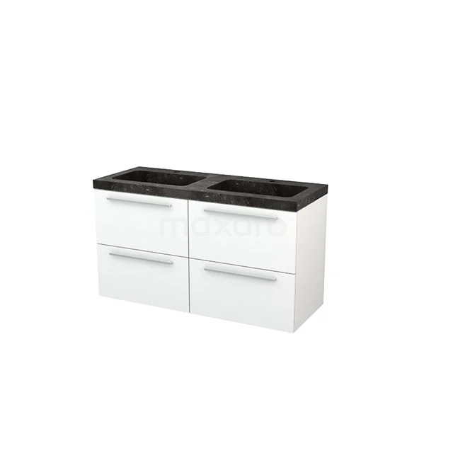 White Bathroom unit with black vanity units with basin, modern design, soft-close drawers, ideal for stylish bathrooms.