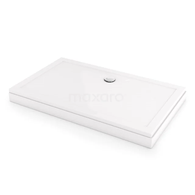 Rechteckige weiße Duschwanne aus Keramik mit Abfluss, ideal für ein modernes Badezimmer.