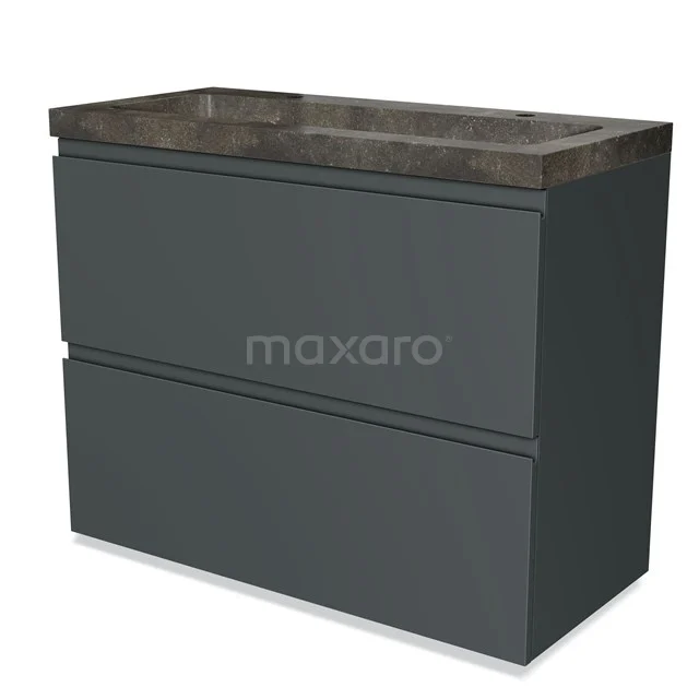 Anthracite-grey bathroom unit with drawer cabinets, ceramic basin worktop and modern design. Perfect for a stylish bathroom.