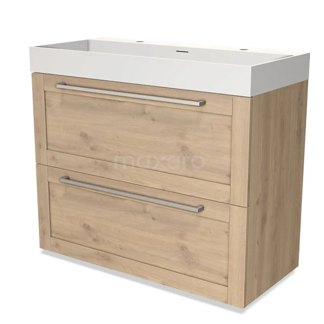 Wooden Bathroom unit with two drawers and white vanity units with basin, modern design, ideal for storage space in the bathroom.