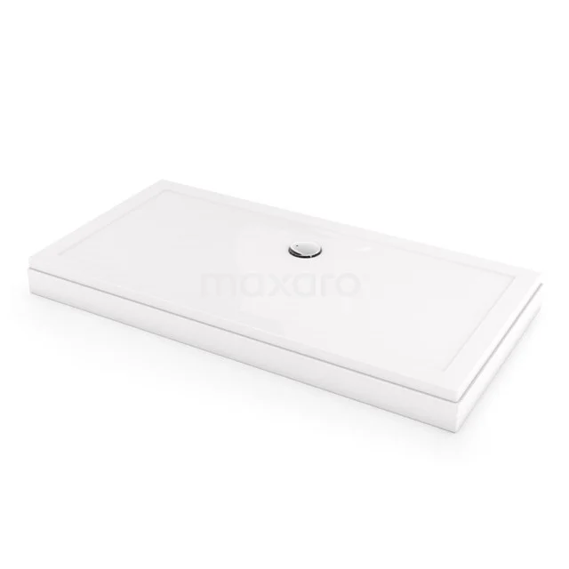 Rechteckige weiße keramische Duschwanne mit integriertem Abfluss, ideal für moderne Badezimmergestaltung.