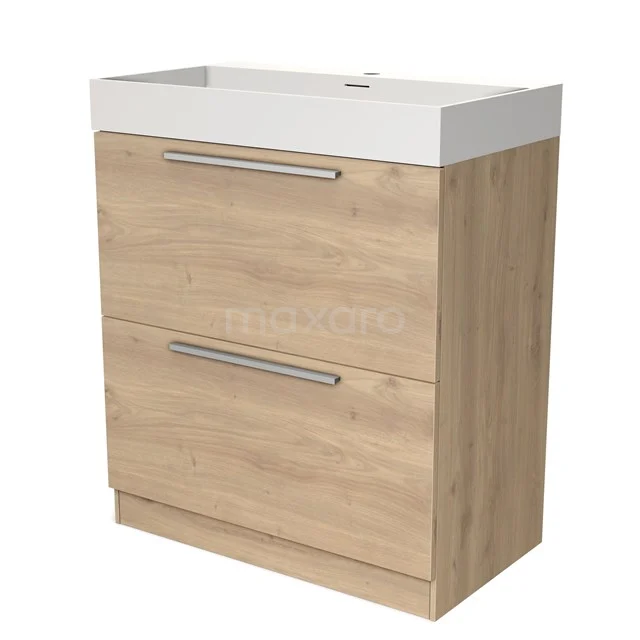 Wooden bathroom unit with two drawers and white vanity units with basin, modern design, perfect for stylish bathroom decoration.