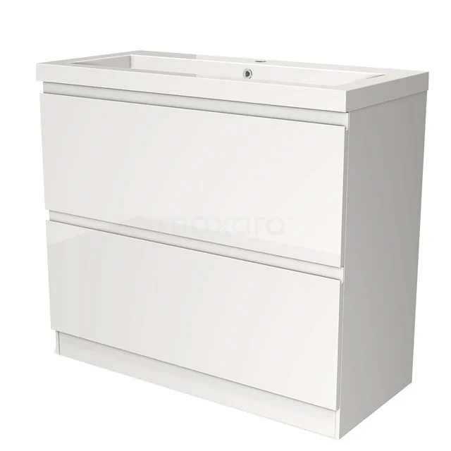 Wit badkamermeubel met dubbele lades, modern design, gemaakt van hoogwaardig MDF-materiaal, ideaal voor elke badkamer.