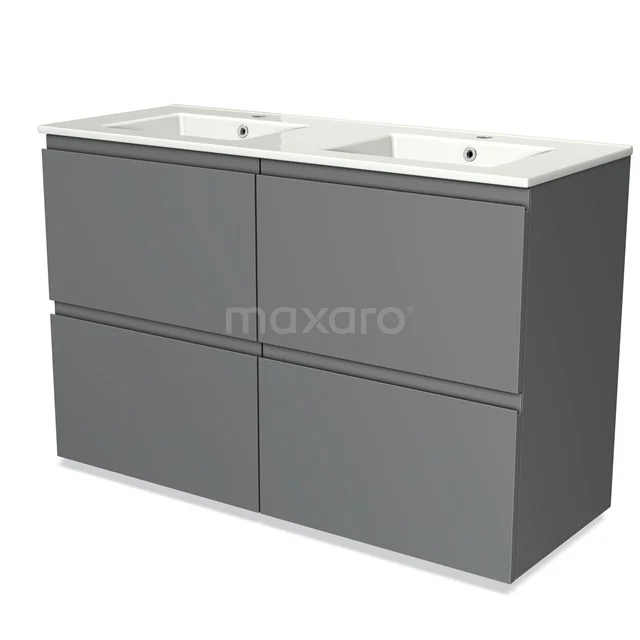 Modulo Vanity units with basin | 120 cm Mid grey Handle-less front Ceramic 4 high drawers BMW14-00071