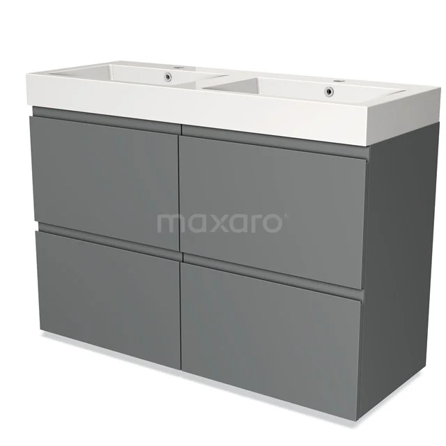 Grey bathroom furniture set with double basin, sleek design, made of high-quality materials, ideal for modern bathrooms.