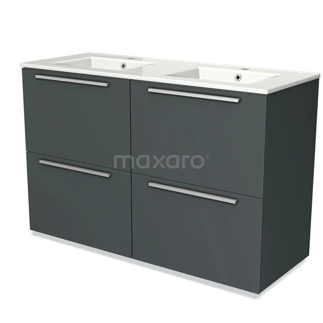 Modulo Vanity units with basin | 120 cm Dark grey Flat front Ceramic 4 high drawers BMW14-00169