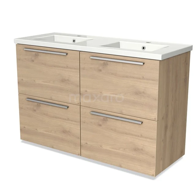 Wooden Bathroom unit with vanity units with basin in white, sleek design and generous storage space, ideal for a modern bathroom.