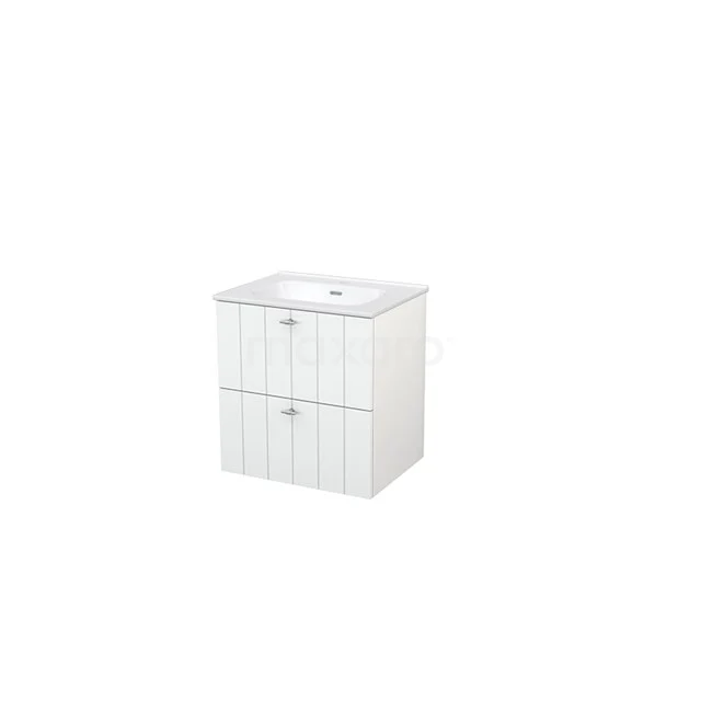 White Bathroom unit with 2 drawers, wooden panels, vanity units with basin and classic design, perfect for an organised bathroom.