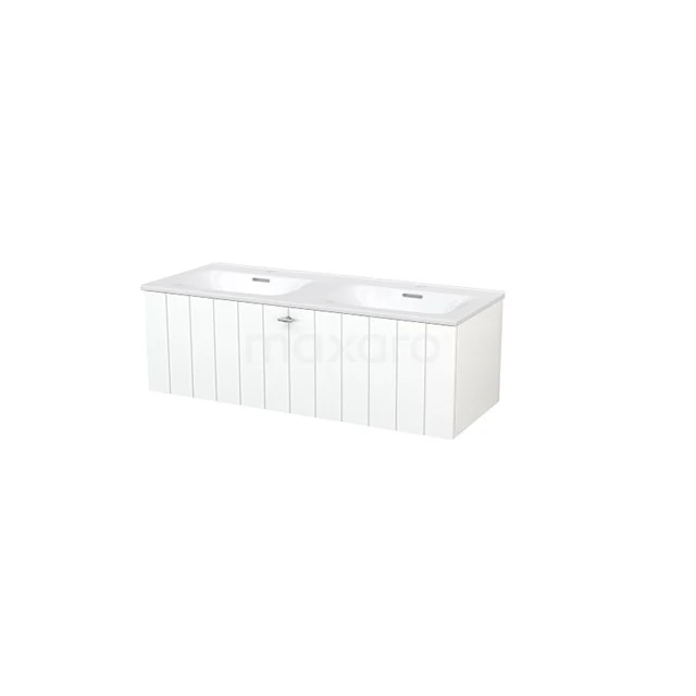 White double basin bathroom furniture set, modern panel structure, ideal for bathroom storage and stylish interior.