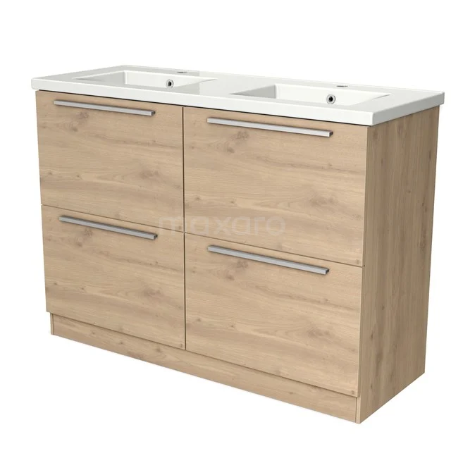 Wooden bathroom unit with vanity units with basin, light oak, modern look, 4 drawers, ideal for stylish bathroom storage.