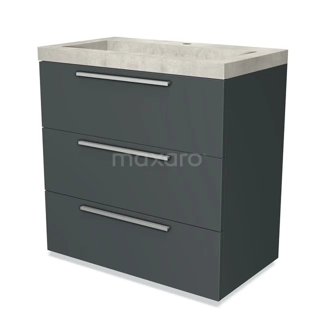 Modulo Vanity units with basin | 80 cm Dark grey Flat front Concrete 3 drawers BMW19-00203