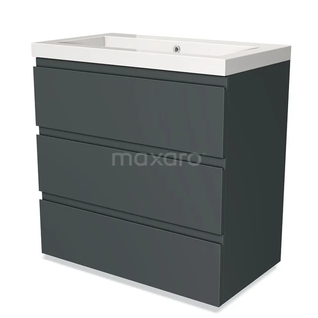 Modulo Vanity units with basin | 80 cm Dark grey Handle-less front Mineral marble 3 drawers BMW19-00226