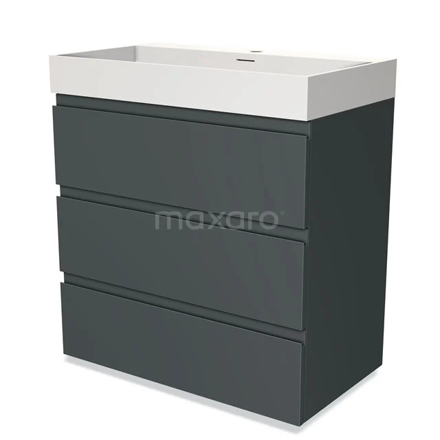 Modulo Vanity units with basin | 80 cm Dark grey Handle-less front Solid surface 3 drawers BMW19-00232