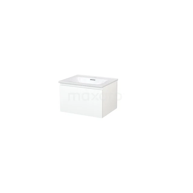 White ceramic vanity unit, rectangular design with integrated basin, perfect for modern bathrooms.