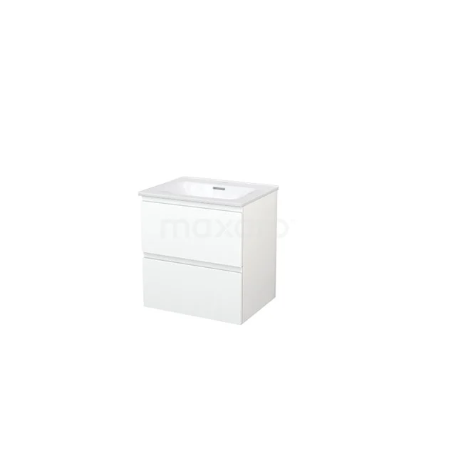 White bathroom unit with two drawers, modern design, ceramic Basin, compact size perfect for small bathrooms.