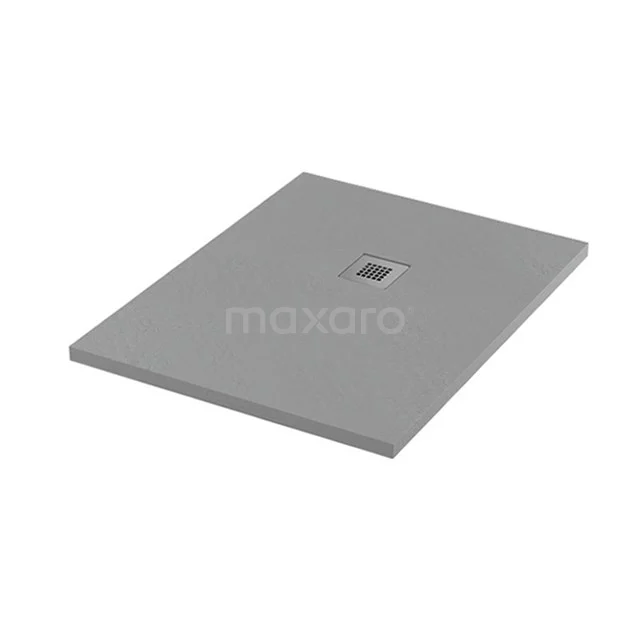 Graue rechteckige Duschwanne aus Verbundmaterial mit klarem Design, ideal für ein modernes Badezimmer.