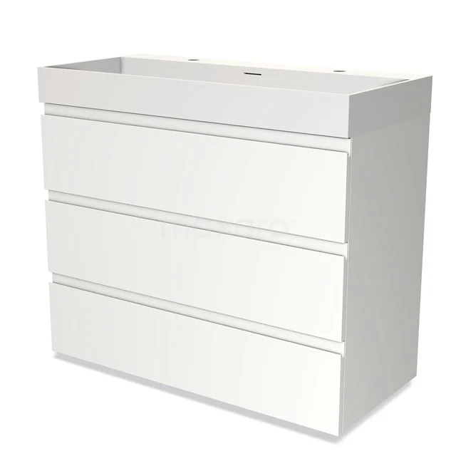 White Bathroom unit with sleek drawers, modern design, made of high-quality materials, ideal for a stylish bathroom.