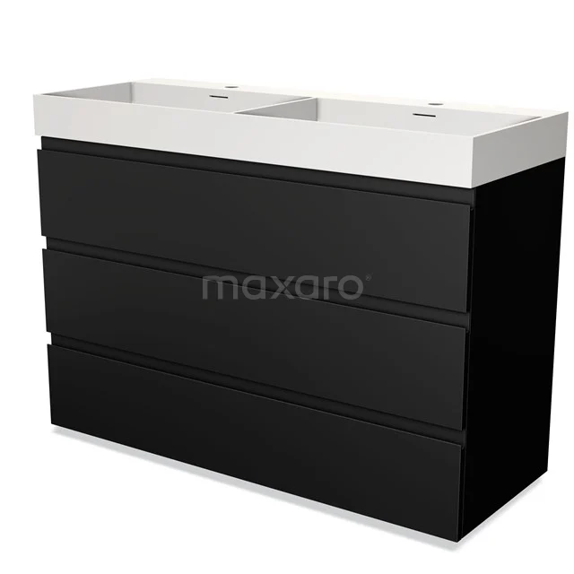 Modulo Vanity units with basin | 120 cm Matte black Handle-less front Solid surface 3 drawers BMW19-01188