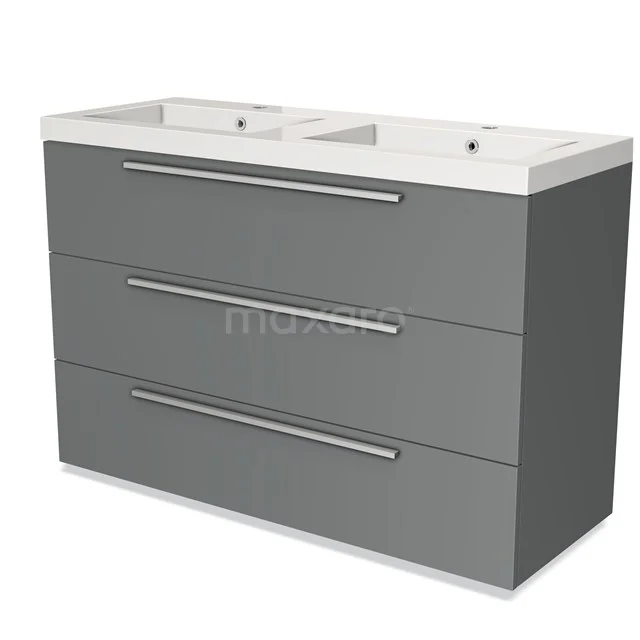 Modulo Vanity units with basin | 120 cm Mid grey Flat front Mineral marble 3 drawers BMW19-01197