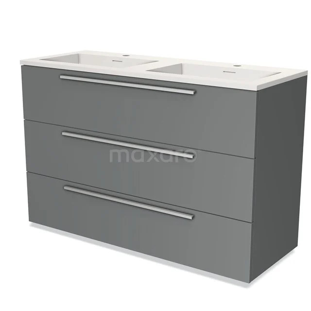 Modulo Vanity units with basin | 120 cm Mid grey Flat front Solid surface 3 drawers BMW19-01200